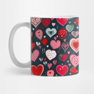 Hearts valentines day pattern pink red hearts in black decor gift ideas for all Mug